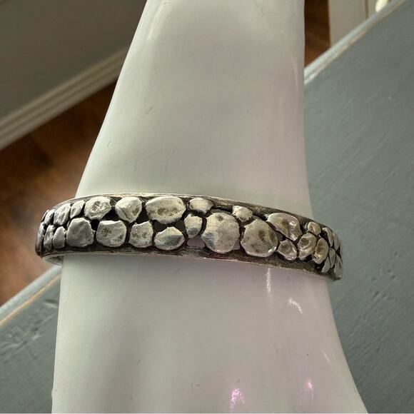 None Jewelry - Pebbled Sterling Silver Bangle Bracelet